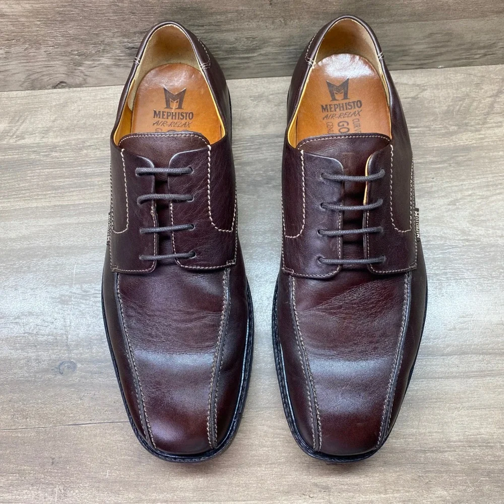 Mephisto Air-Relax Goodyear Welt Derby Oxford Shoe Mens 10.5 Brown Leather